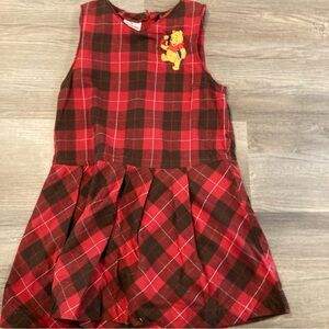 Disney Winnie The Pooh Red and Black Plaid Dress Label Detail size 7/8
